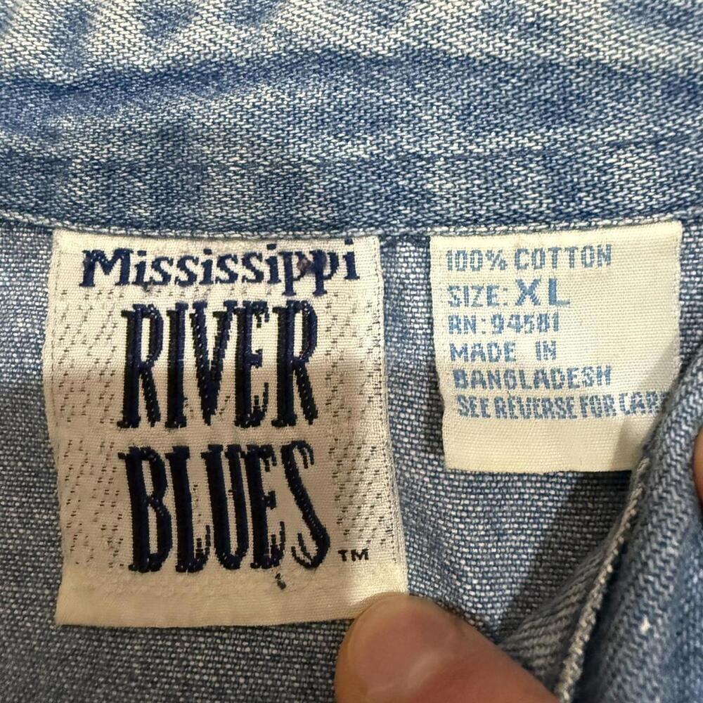 Vintage 100% cotton Mississippi River Blues denim shirt - Picture 3 of 4